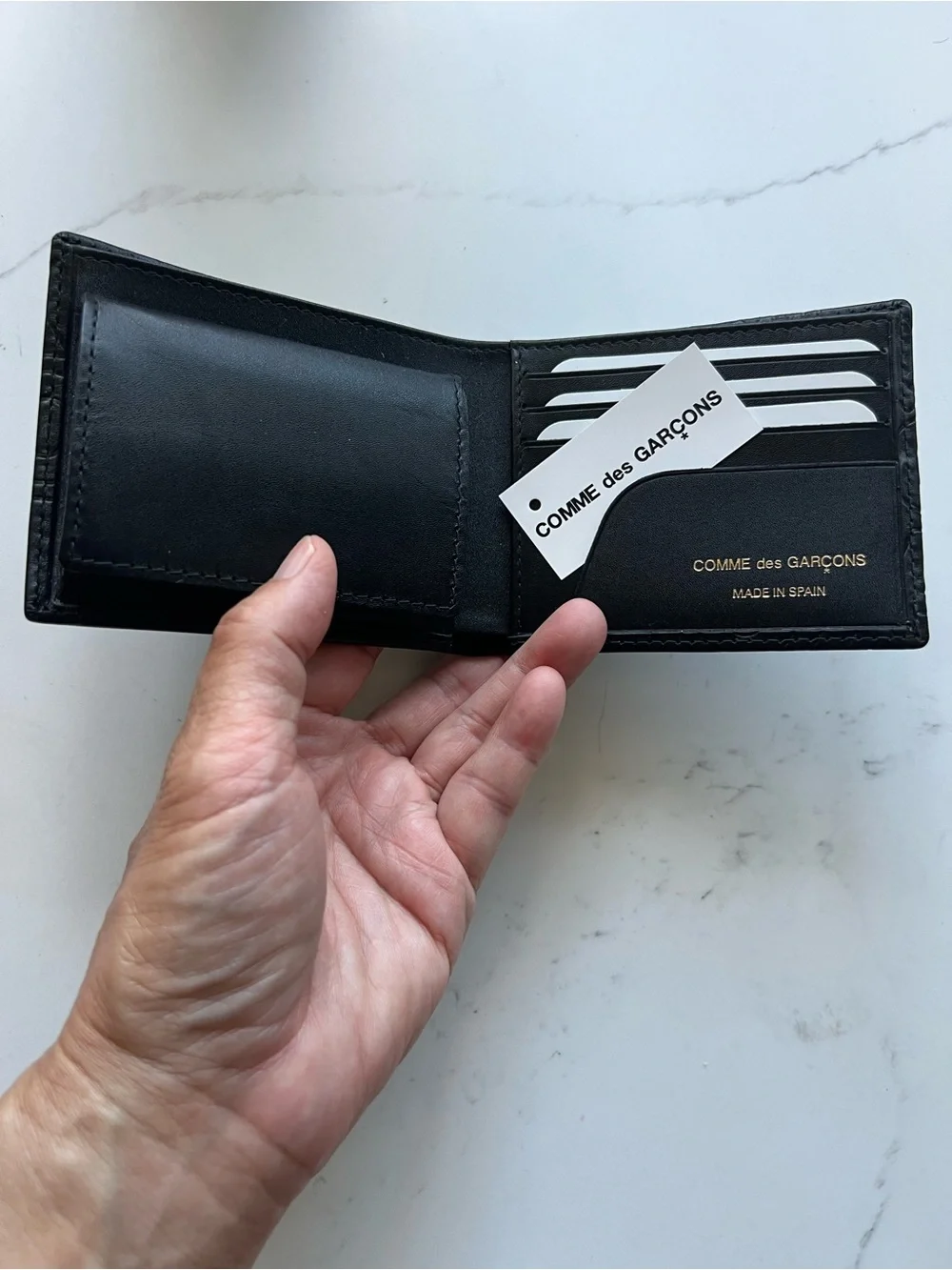 Comme des Garcons Black Embossed Leather Wallet